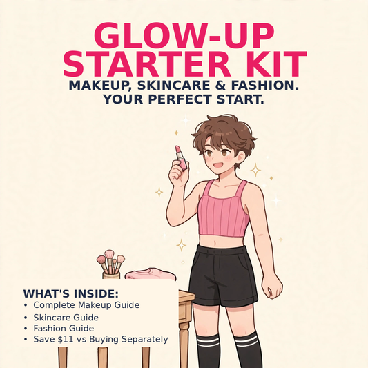 Glow-Up Starter Kit cover, makeup skincare and fashion guides bundle