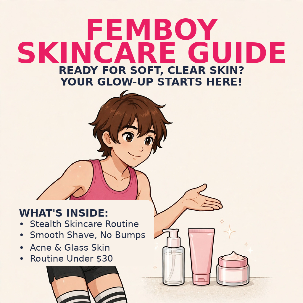 Skincare product lineup - Femboy Skincare Guide for Beginners | FemboyGuide